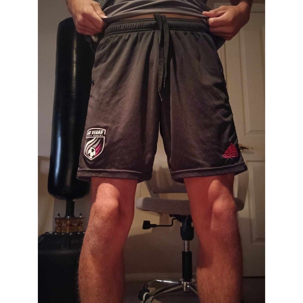 Adidas Vintage Rare Silky Soccer Shorts Sports Black Red Medium - Picture 6 of 12